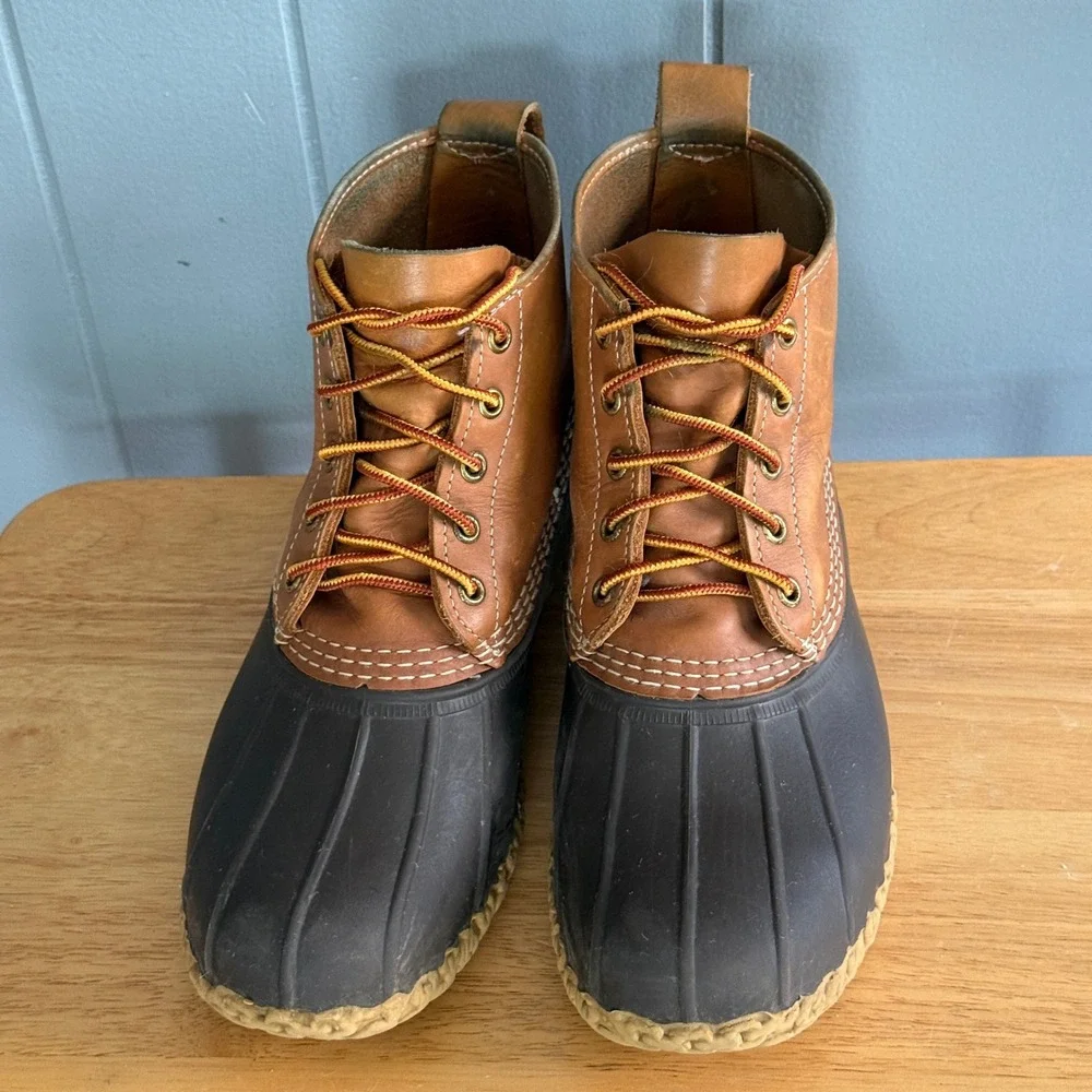 LL Bean 6 Inch Bean Boot Tan Brown Leather‎ Made in Maine Duck Boot Mens 9M